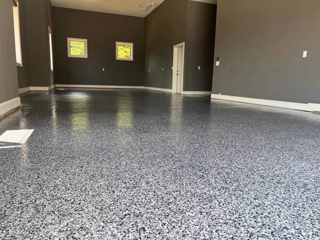 Polished gray floor in empty room